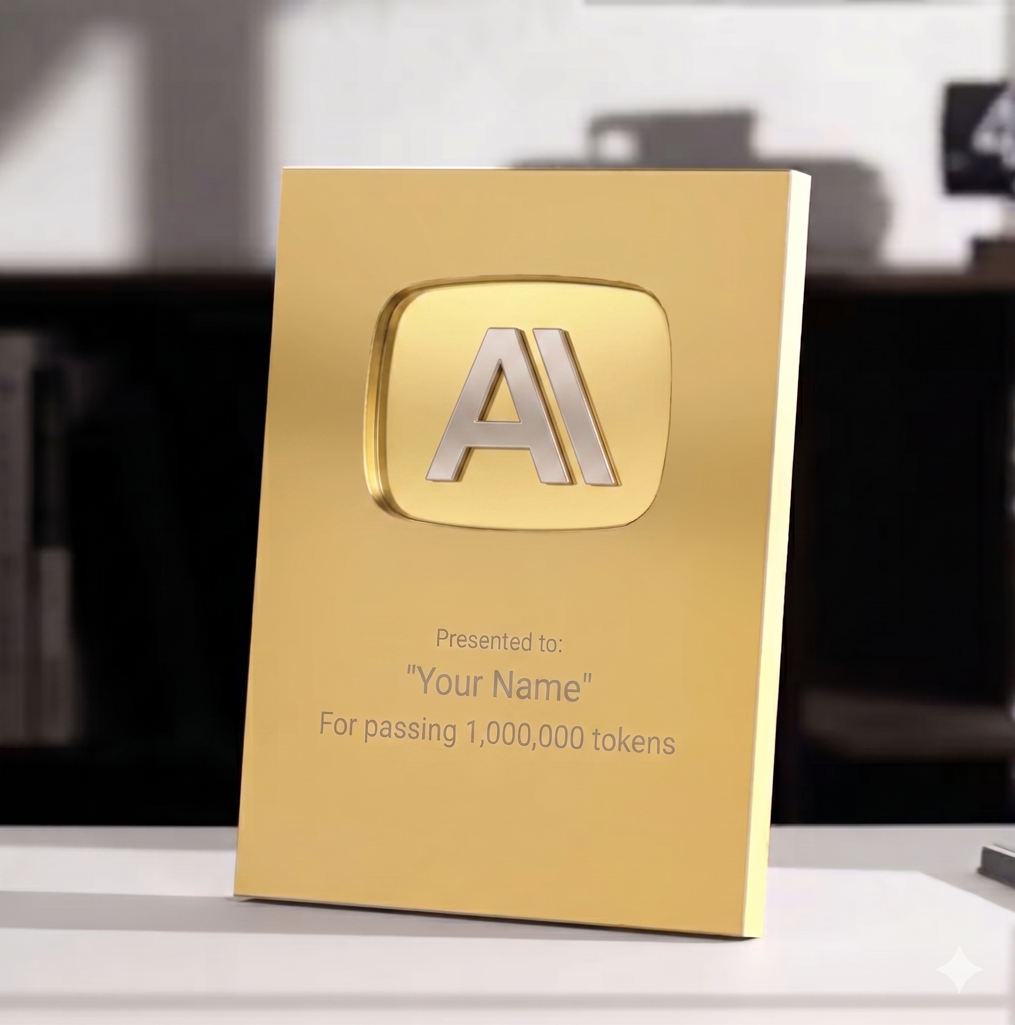 Anthropic Token Award custom metal trophy