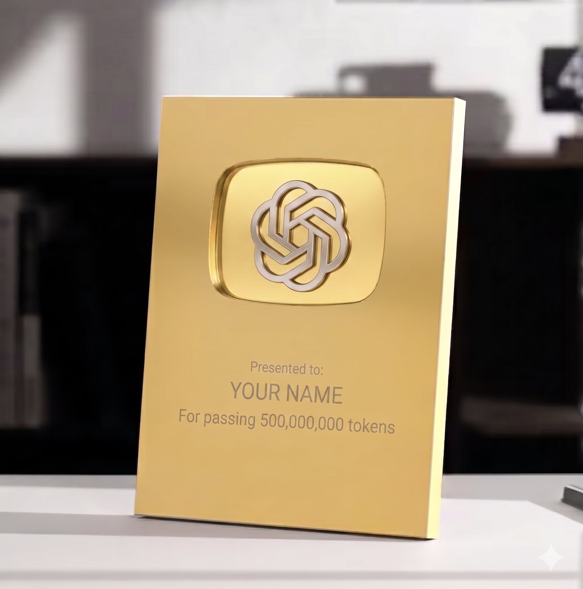 OpenAI Token Award custom metal trophy